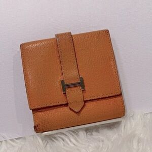 HERMES Orange Bifold Compact Wallet